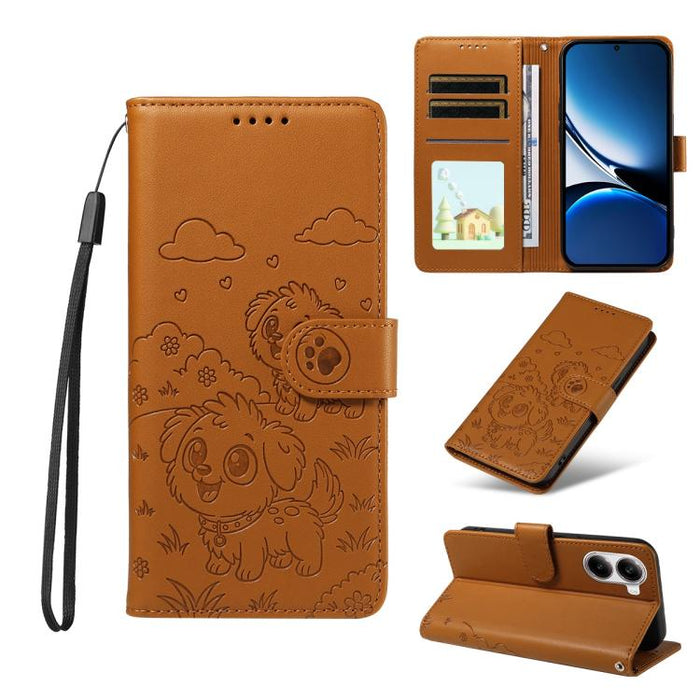 Funda de cuero para teléfono con bloqueo RFID y diseño de perro y corazón en relieve, For Redmi Note 14 4G 164.84mm, For Redmi Note 14 Pro+ 5G / 14 Pro 4G, For Redmi Turbo 4 5G / Poco X7 Pro 5G, For Redmi Note 14 5G / Poco M7 Pro 5G                    ...