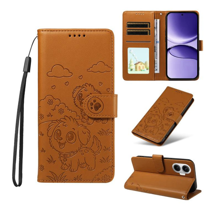 Funda de cuero para teléfono con bloqueo RFID y diseño de perro y corazón en relieve, For Redmi 15a Global, For Redmi Note 15 Pro+ 5G Global 163.3mm, For Redmi Note 15 4G / 5G Global 164mm, For Redmi K90 Pro Max / Poco F8 Ultra                         ...