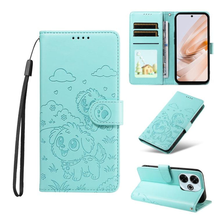 Funda de cuero para teléfono con bloqueo RFID y diseño de perro y corazón en relieve, For Redmi 15a Global, For Redmi Note 15 Pro+ 5G Global 163.3mm, For Redmi Note 15 4G / 5G Global 164mm, For Redmi K90 Pro Max / Poco F8 Ultra                         ...