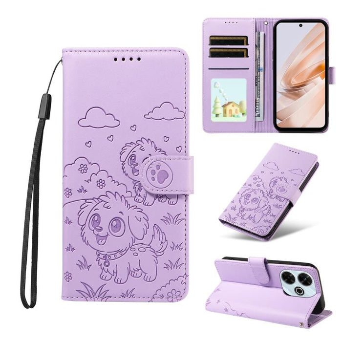 Funda de cuero para teléfono con bloqueo RFID y diseño de perro y corazón en relieve, For Redmi 15a Global, For Redmi Note 15 Pro+ 5G Global 163.3mm, For Redmi Note 15 4G / 5G Global 164mm, For Redmi K90 Pro Max / Poco F8 Ultra                         ...