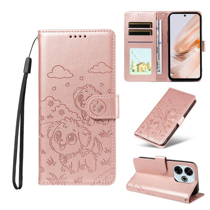 Funda de cuero para teléfono con bloqueo RFID y diseño de perro y corazón en relieve, For Redmi 15a Global, For Redmi Note 15 Pro+ 5G Global 163.3mm, For Redmi Note 15 4G / 5G Global 164mm, For Redmi K90 Pro Max / Poco F8 Ultra                         ...