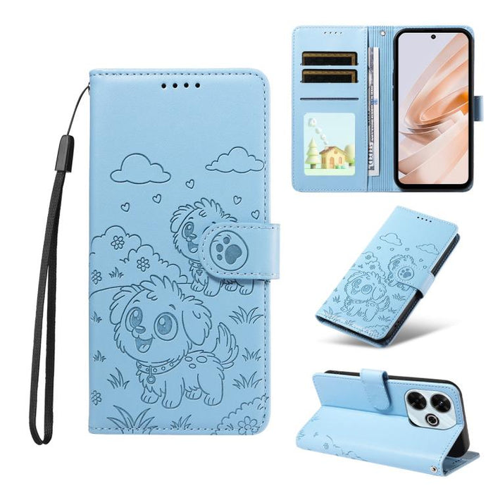 Funda de cuero para teléfono con bloqueo RFID y diseño de perro y corazón en relieve, For Redmi 15a Global, For Redmi Note 15 Pro+ 5G Global 163.3mm, For Redmi Note 15 4G / 5G Global 164mm, For Redmi K90 Pro Max / Poco F8 Ultra                         ...