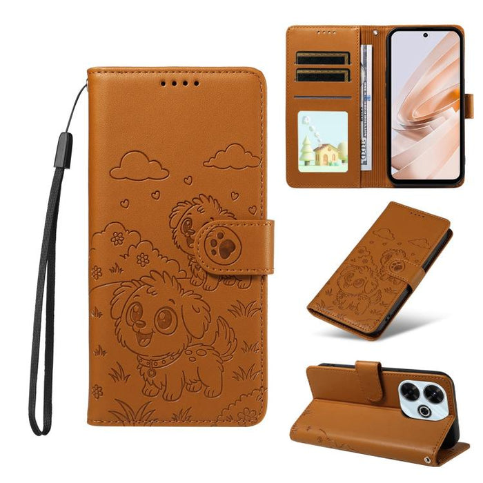 Funda de cuero para teléfono con bloqueo RFID y diseño de perro y corazón en relieve, For Redmi 15a Global, For Redmi Note 15 Pro+ 5G Global 163.3mm, For Redmi Note 15 4G / 5G Global 164mm, For Redmi K90 Pro Max / Poco F8 Ultra                         ...