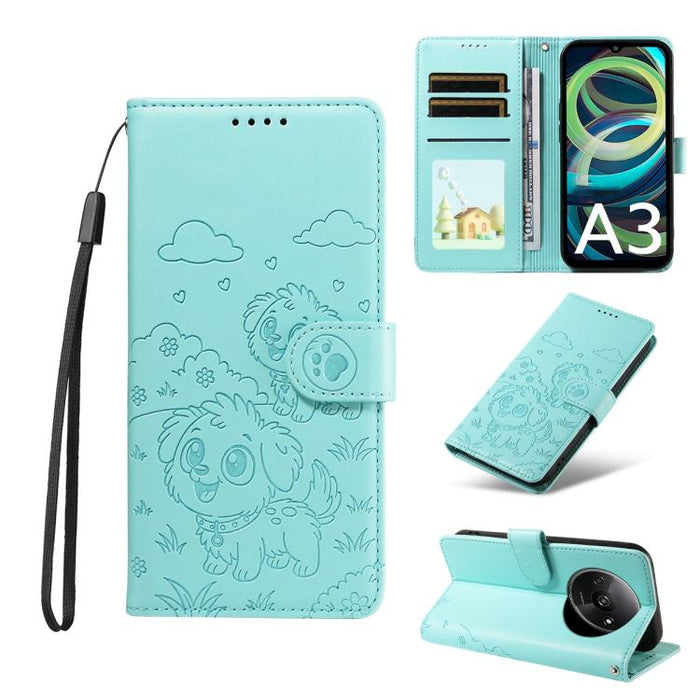 Funda de cuero para teléfono con bloqueo RFID y diseño de perro y corazón en relieve, For Redmi Note 14 4G 164.84mm, For Redmi Note 14 Pro+ 5G / 14 Pro 4G, For Redmi Turbo 4 5G / Poco X7 Pro 5G, For Redmi Note 14 5G / Poco M7 Pro 5G                    ...