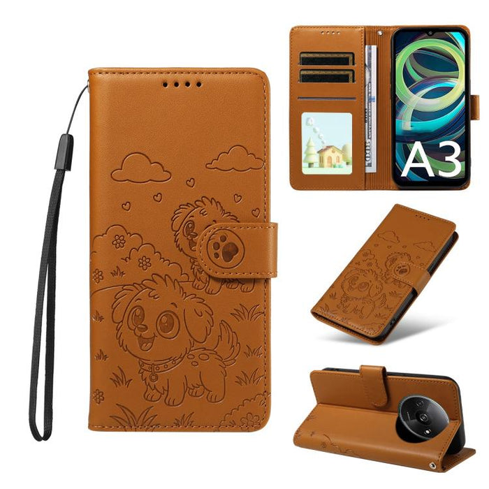 Funda de cuero para teléfono con bloqueo RFID y diseño de perro y corazón en relieve, For Redmi Note 14 4G 164.84mm, For Redmi Note 14 Pro+ 5G / 14 Pro 4G, For Redmi Turbo 4 5G / Poco X7 Pro 5G, For Redmi Note 14 5G / Poco M7 Pro 5G                    ...