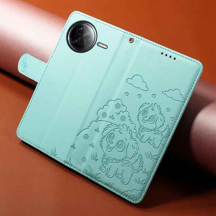 Funda de cuero para teléfono con bloqueo RFID y diseño de perro y corazón en relieve, For Redmi Note 14 4G 164.84mm, For Redmi Note 14 Pro+ 5G / 14 Pro 4G, For Redmi Turbo 4 5G / Poco X7 Pro 5G, For Redmi Note 14 5G / Poco M7 Pro 5G                    ...