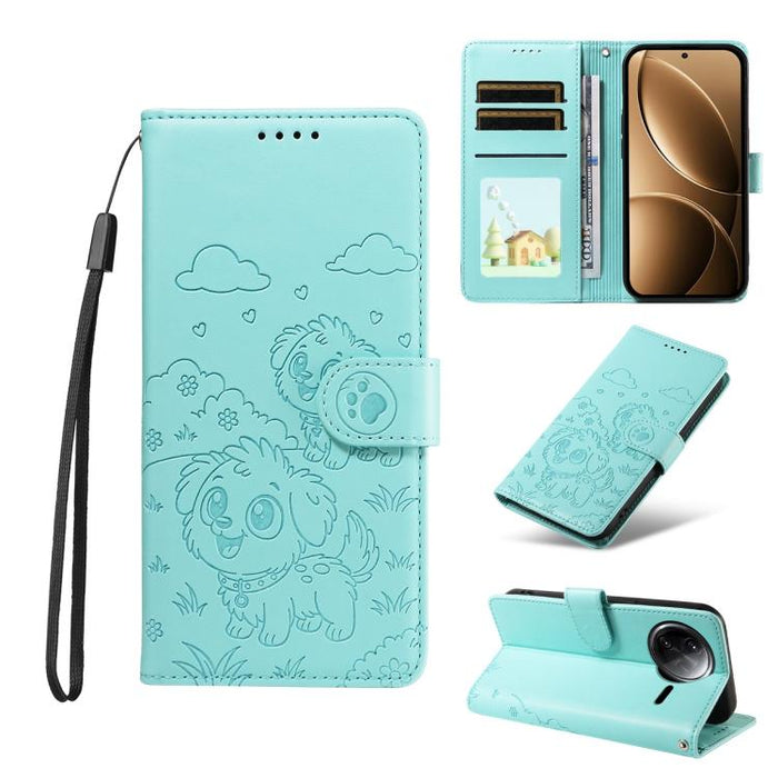 Funda de cuero para teléfono con bloqueo RFID y diseño de perro y corazón en relieve, For Redmi Note 14 4G 164.84mm, For Redmi Note 14 Pro+ 5G / 14 Pro 4G, For Redmi Turbo 4 5G / Poco X7 Pro 5G, For Redmi Note 14 5G / Poco M7 Pro 5G                    ...