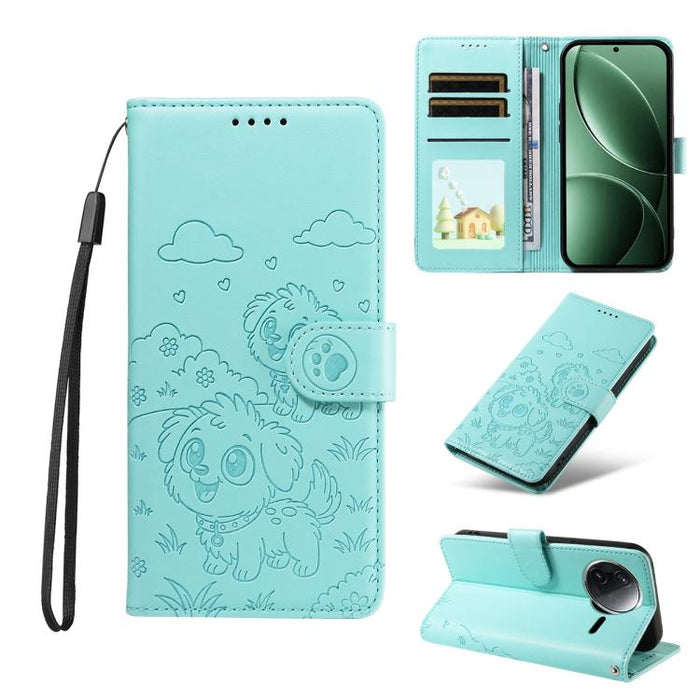 Funda de cuero para teléfono con bloqueo RFID y diseño de perro y corazón en relieve, For Redmi Note 14 4G 164.84mm, For Redmi Note 14 Pro+ 5G / 14 Pro 4G, For Redmi Turbo 4 5G / Poco X7 Pro 5G, For Redmi Note 14 5G / Poco M7 Pro 5G                    ...