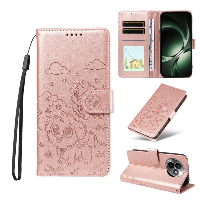 Funda de cuero para teléfono con bloqueo RFID y diseño de perro y corazón en relieve, For Redmi 15a Global, For Redmi Note 15 Pro+ 5G Global 163.3mm, For Redmi Note 15 4G / 5G Global 164mm, For Redmi K90 Pro Max / Poco F8 Ultra                         ...