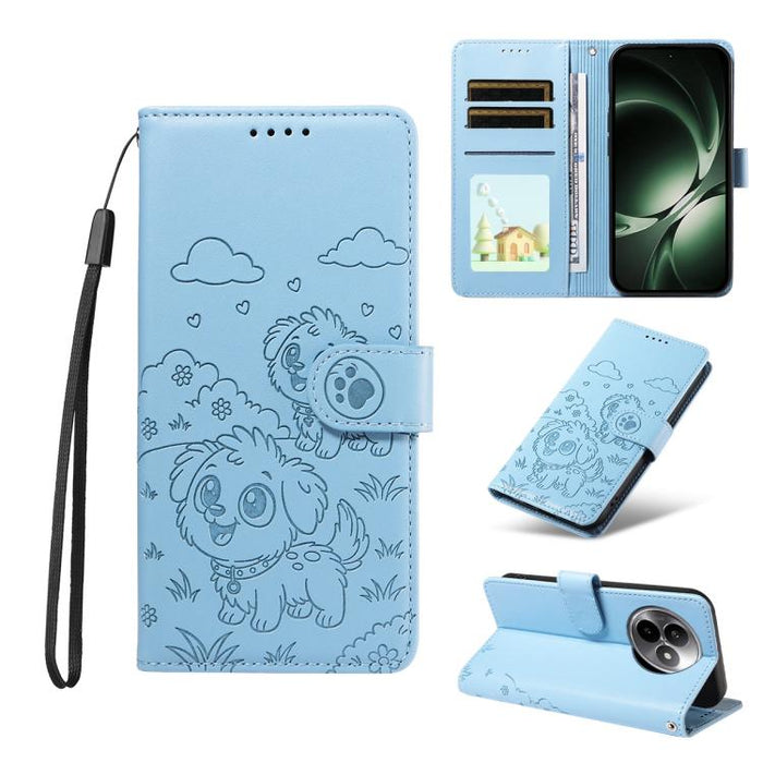Funda de cuero para teléfono con bloqueo RFID y diseño de perro y corazón en relieve, For Redmi 15a Global, For Redmi Note 15 Pro+ 5G Global 163.3mm, For Redmi Note 15 4G / 5G Global 164mm, For Redmi K90 Pro Max / Poco F8 Ultra                         ...