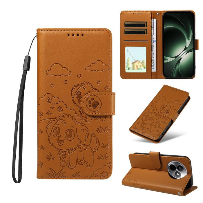 Funda de cuero para teléfono con bloqueo RFID y diseño de perro y corazón en relieve, For Redmi 15a Global, For Redmi Note 15 Pro+ 5G Global 163.3mm, For Redmi Note 15 4G / 5G Global 164mm, For Redmi K90 Pro Max / Poco F8 Ultra                         ...