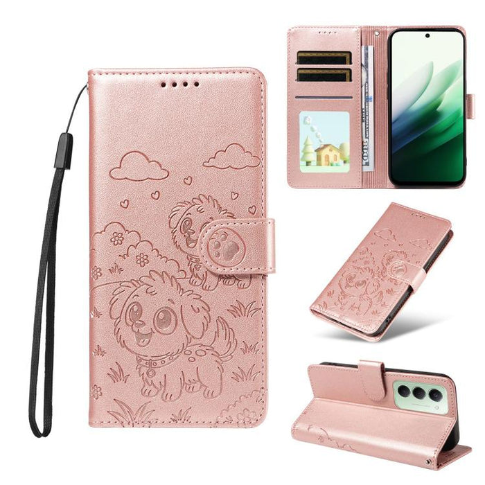 Funda de cuero para teléfono con bloqueo RFID y diseño de perro y corazón en relieve, For Redmi 15a Global, For Redmi Note 15 Pro+ 5G Global 163.3mm, For Redmi Note 15 4G / 5G Global 164mm, For Redmi K90 Pro Max / Poco F8 Ultra                         ...