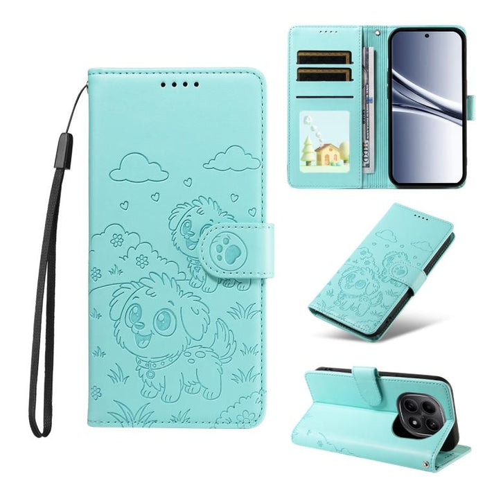 Funda de cuero para teléfono con bloqueo RFID y diseño de perro y corazón en relieve, For Redmi 15a Global, For Redmi Note 15 Pro+ 5G Global 163.3mm, For Redmi Note 15 4G / 5G Global 164mm, For Redmi K90 Pro Max / Poco F8 Ultra                         ...
