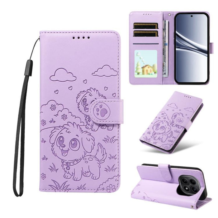 Funda de cuero para teléfono con bloqueo RFID y diseño de perro y corazón en relieve, For Redmi 15a Global, For Redmi Note 15 Pro+ 5G Global 163.3mm, For Redmi Note 15 4G / 5G Global 164mm, For Redmi K90 Pro Max / Poco F8 Ultra                         ...