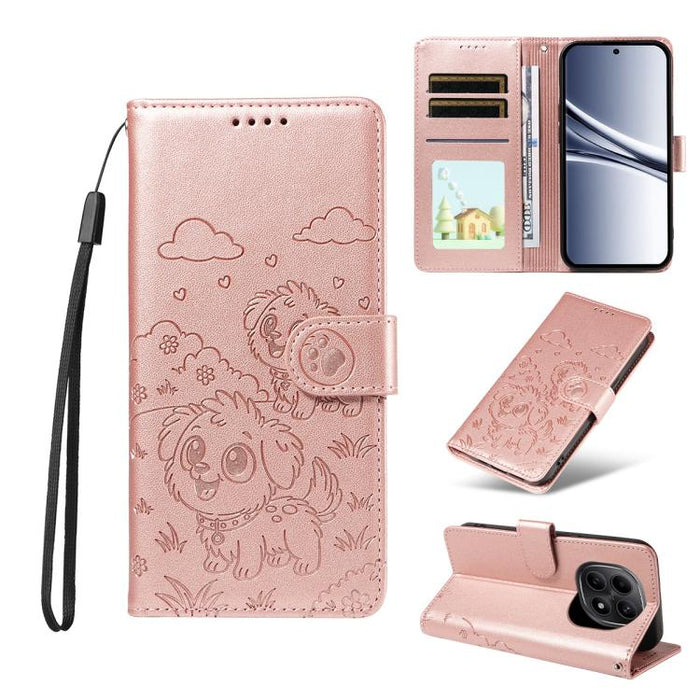 Funda de cuero para teléfono con bloqueo RFID y diseño de perro y corazón en relieve, For Redmi 15a Global, For Redmi Note 15 Pro+ 5G Global 163.3mm, For Redmi Note 15 4G / 5G Global 164mm, For Redmi K90 Pro Max / Poco F8 Ultra                         ...