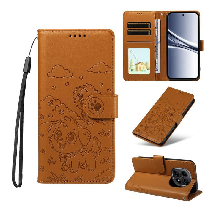 Funda de cuero para teléfono con bloqueo RFID y diseño de perro y corazón en relieve, For Redmi 15a Global, For Redmi Note 15 Pro+ 5G Global 163.3mm, For Redmi Note 15 4G / 5G Global 164mm, For Redmi K90 Pro Max / Poco F8 Ultra                         ...