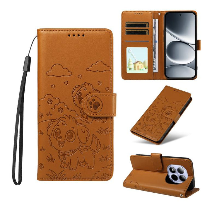 Funda de cuero para teléfono con bloqueo RFID y diseño de perro y corazón en relieve, For Redmi 15a Global, For Redmi Note 15 Pro+ 5G Global 163.3mm, For Redmi Note 15 4G / 5G Global 164mm, For Redmi K90 Pro Max / Poco F8 Ultra                         ...
