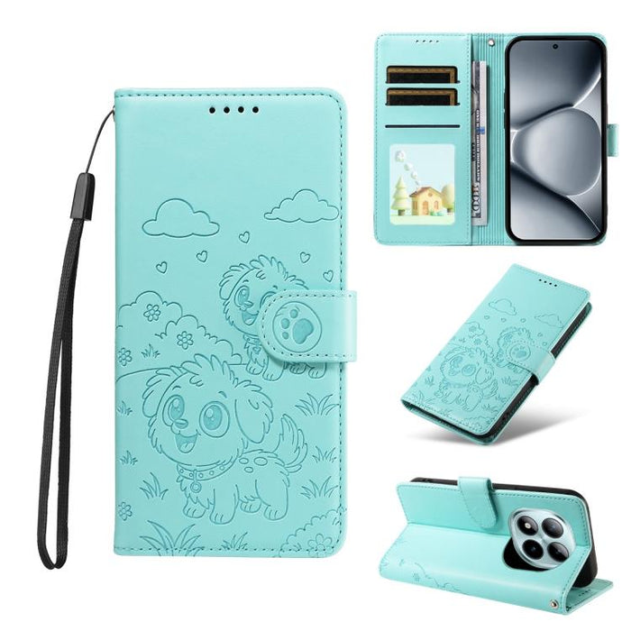 Funda de cuero para teléfono con bloqueo RFID y diseño de perro y corazón en relieve, For Redmi 15a Global, For Redmi Note 15 Pro+ 5G Global 163.3mm, For Redmi Note 15 4G / 5G Global 164mm, For Redmi K90 Pro Max / Poco F8 Ultra                         ...