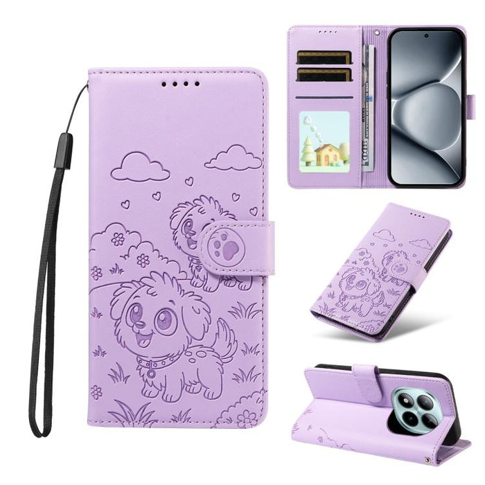 Funda de cuero para teléfono con bloqueo RFID y diseño de perro y corazón en relieve, For Redmi 15a Global, For Redmi Note 15 Pro+ 5G Global 163.3mm, For Redmi Note 15 4G / 5G Global 164mm, For Redmi K90 Pro Max / Poco F8 Ultra                         ...