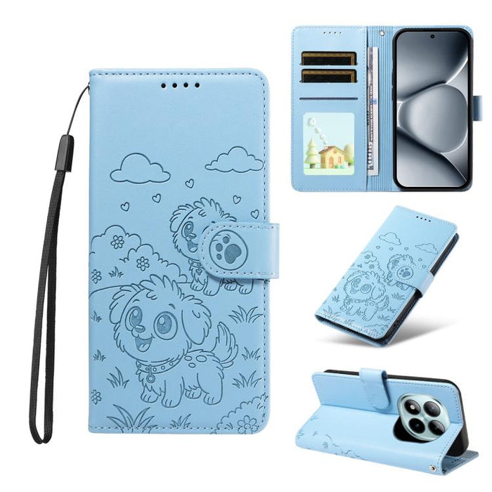 Funda de cuero para teléfono con bloqueo RFID y diseño de perro y corazón en relieve, For Redmi 15a Global, For Redmi Note 15 Pro+ 5G Global 163.3mm, For Redmi Note 15 4G / 5G Global 164mm, For Redmi K90 Pro Max / Poco F8 Ultra                         ...