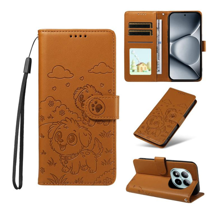 Funda de cuero para teléfono con bloqueo RFID y diseño de perro y corazón en relieve, For Redmi 15a Global, For Redmi Note 15 Pro+ 5G Global 163.3mm, For Redmi Note 15 4G / 5G Global 164mm, For Redmi K90 Pro Max / Poco F8 Ultra                         ...