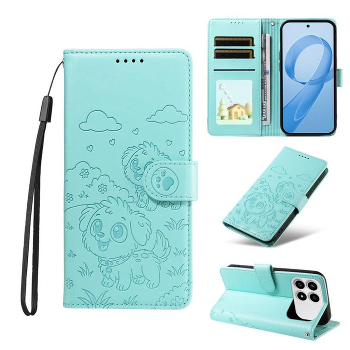 Funda de cuero para teléfono con bloqueo RFID y diseño de perro y corazón en relieve, For Redmi 15a Global, For Redmi Note 15 Pro+ 5G Global 163.3mm, For Redmi Note 15 4G / 5G Global 164mm, For Redmi K90 Pro Max / Poco F8 Ultra                         ...