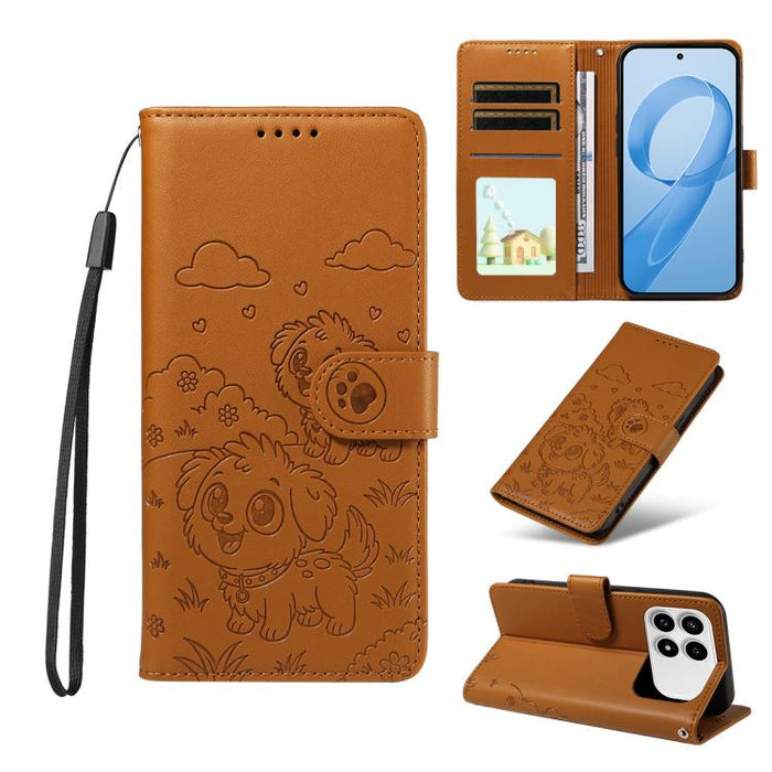 Funda de cuero para teléfono con bloqueo RFID y diseño de perro y corazón en relieve, For Redmi 15a Global, For Redmi Note 15 Pro+ 5G Global 163.3mm, For Redmi Note 15 4G / 5G Global 164mm, For Redmi K90 Pro Max / Poco F8 Ultra                         ...