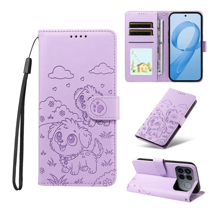 Funda de cuero para teléfono con bloqueo RFID y diseño de perro y corazón en relieve, For Redmi 15a Global, For Redmi Note 15 Pro+ 5G Global 163.3mm, For Redmi Note 15 4G / 5G Global 164mm, For Redmi K90 Pro Max / Poco F8 Ultra                         ...