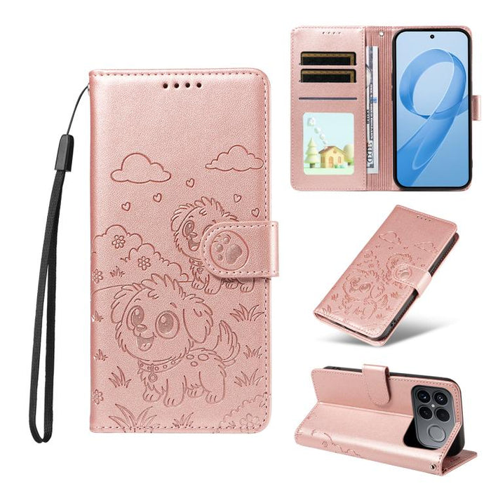 Funda de cuero para teléfono con bloqueo RFID y diseño de perro y corazón en relieve, For Redmi 15a Global, For Redmi Note 15 Pro+ 5G Global 163.3mm, For Redmi Note 15 4G / 5G Global 164mm, For Redmi K90 Pro Max / Poco F8 Ultra                         ...