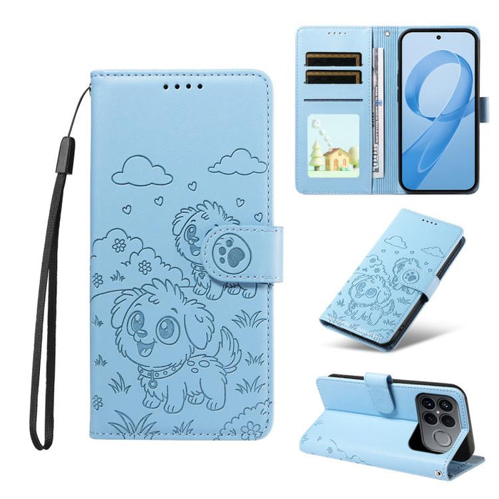 Funda de cuero para teléfono con bloqueo RFID y diseño de perro y corazón en relieve, For Redmi 15a Global, For Redmi Note 15 Pro+ 5G Global 163.3mm, For Redmi Note 15 4G / 5G Global 164mm, For Redmi K90 Pro Max / Poco F8 Ultra                         ...