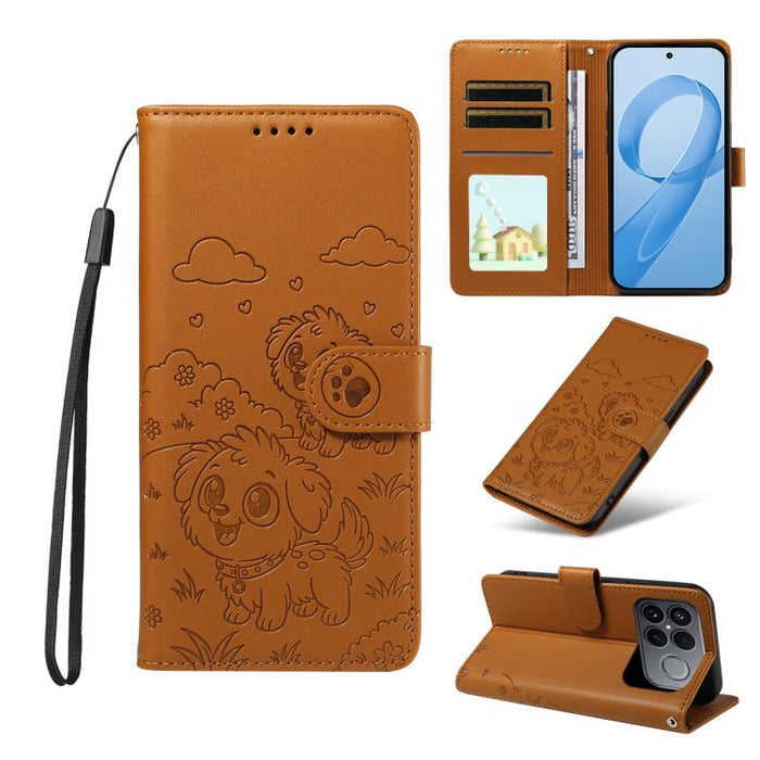 Funda de cuero para teléfono con bloqueo RFID y diseño de perro y corazón en relieve, For Redmi 15a Global, For Redmi Note 15 Pro+ 5G Global 163.3mm, For Redmi Note 15 4G / 5G Global 164mm, For Redmi K90 Pro Max / Poco F8 Ultra                         ...