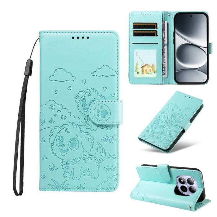 Funda de cuero para teléfono con bloqueo RFID y diseño de perro y corazón en relieve, For Redmi 15a Global, For Redmi Note 15 Pro+ 5G Global 163.3mm, For Redmi Note 15 4G / 5G Global 164mm, For Redmi K90 Pro Max / Poco F8 Ultra                         ...