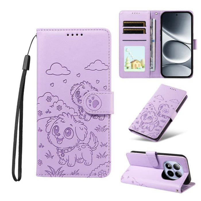 Funda de cuero para teléfono con bloqueo RFID y diseño de perro y corazón en relieve, For Redmi 15a Global, For Redmi Note 15 Pro+ 5G Global 163.3mm, For Redmi Note 15 4G / 5G Global 164mm, For Redmi K90 Pro Max / Poco F8 Ultra                         ...
