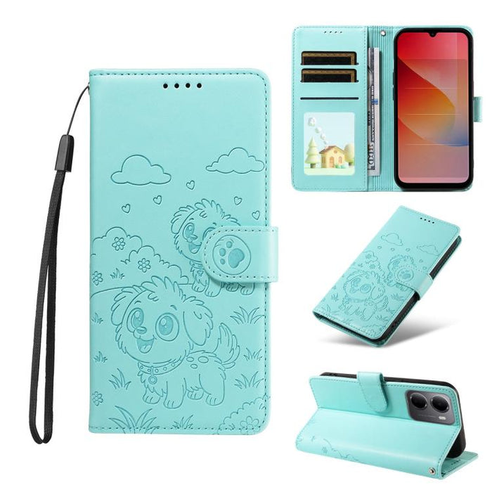 Funda de cuero para teléfono con bloqueo RFID y diseño de perro y corazón en relieve, For Redmi 15a Global, For Redmi Note 15 Pro+ 5G Global 163.3mm, For Redmi Note 15 4G / 5G Global 164mm, For Redmi K90 Pro Max / Poco F8 Ultra                         ...