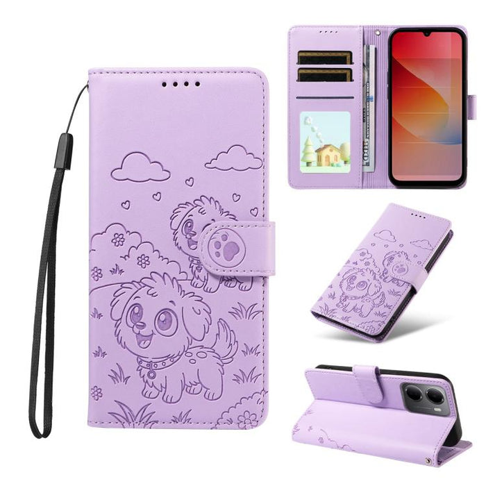 Funda de cuero para teléfono con bloqueo RFID y diseño de perro y corazón en relieve, For Redmi 15a Global, For Redmi Note 15 Pro+ 5G Global 163.3mm, For Redmi Note 15 4G / 5G Global 164mm, For Redmi K90 Pro Max / Poco F8 Ultra                         ...