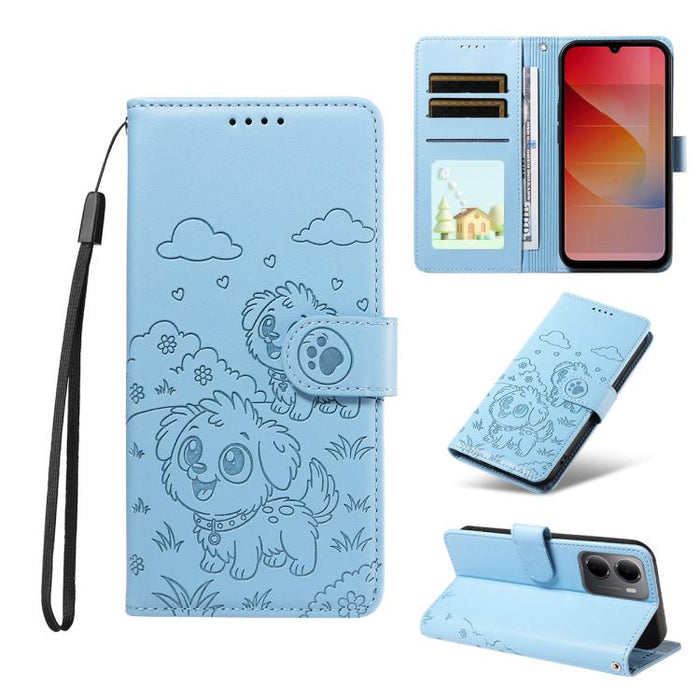 Funda de cuero para teléfono con bloqueo RFID y diseño de perro y corazón en relieve, For Redmi 15a Global, For Redmi Note 15 Pro+ 5G Global 163.3mm, For Redmi Note 15 4G / 5G Global 164mm, For Redmi K90 Pro Max / Poco F8 Ultra                         ...