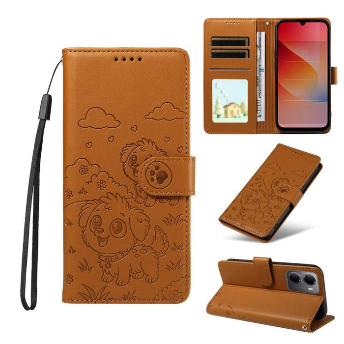 Funda de cuero para teléfono con bloqueo RFID y diseño de perro y corazón en relieve, For Redmi 15a Global, For Redmi Note 15 Pro+ 5G Global 163.3mm, For Redmi Note 15 4G / 5G Global 164mm, For Redmi K90 Pro Max / Poco F8 Ultra                         ...