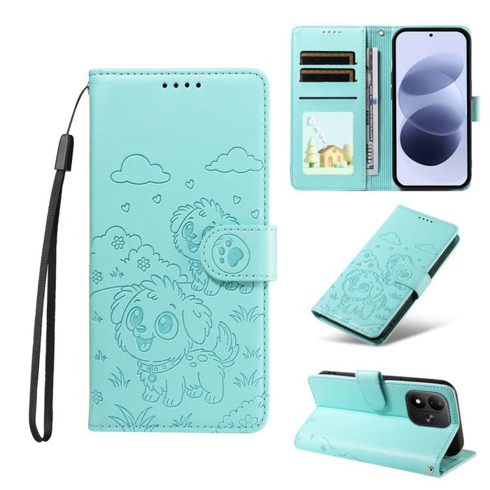 Funda de cuero para teléfono con bloqueo RFID y diseño de perro y corazón en relieve, For Redmi 15a Global, For Redmi Note 15 Pro+ 5G Global 163.3mm, For Redmi Note 15 4G / 5G Global 164mm, For Redmi K90 Pro Max / Poco F8 Ultra                         ...