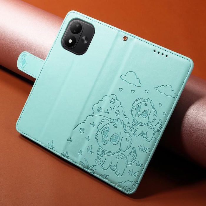 Funda de cuero para teléfono con bloqueo RFID y diseño de perro y corazón en relieve, For Redmi 15a Global, For Redmi Note 15 Pro+ 5G Global 163.3mm, For Redmi Note 15 4G / 5G Global 164mm, For Redmi K90 Pro Max / Poco F8 Ultra                         ...