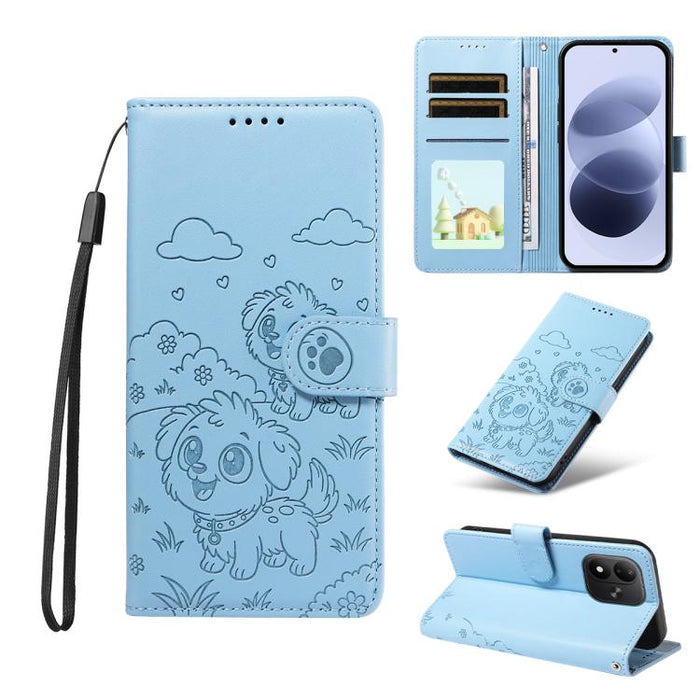 Funda de cuero para teléfono con bloqueo RFID y diseño de perro y corazón en relieve, For Redmi 15a Global, For Redmi Note 15 Pro+ 5G Global 163.3mm, For Redmi Note 15 4G / 5G Global 164mm, For Redmi K90 Pro Max / Poco F8 Ultra                         ...