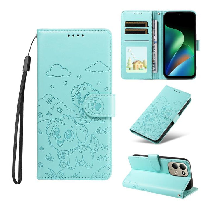 Funda de cuero para teléfono con bloqueo RFID y diseño de perro y corazón en relieve, For Redmi 15a Global, For Redmi Note 15 Pro+ 5G Global 163.3mm, For Redmi Note 15 4G / 5G Global 164mm, For Redmi K90 Pro Max / Poco F8 Ultra                         ...