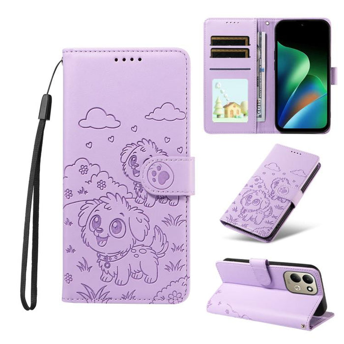 Funda de cuero para teléfono con bloqueo RFID y diseño de perro y corazón en relieve, For Redmi 15a Global, For Redmi Note 15 Pro+ 5G Global 163.3mm, For Redmi Note 15 4G / 5G Global 164mm, For Redmi K90 Pro Max / Poco F8 Ultra                         ...