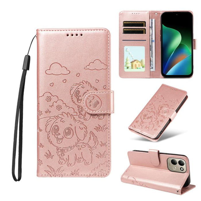 Funda de cuero para teléfono con bloqueo RFID y diseño de perro y corazón en relieve, For Redmi 15a Global, For Redmi Note 15 Pro+ 5G Global 163.3mm, For Redmi Note 15 4G / 5G Global 164mm, For Redmi K90 Pro Max / Poco F8 Ultra                         ...