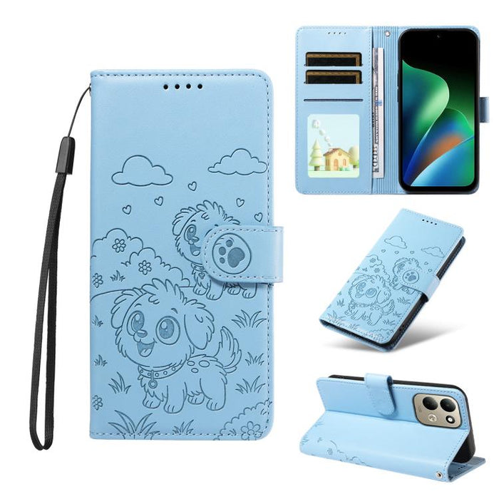 Funda de cuero para teléfono con bloqueo RFID y diseño de perro y corazón en relieve, For Redmi 15a Global, For Redmi Note 15 Pro+ 5G Global 163.3mm, For Redmi Note 15 4G / 5G Global 164mm, For Redmi K90 Pro Max / Poco F8 Ultra                         ...