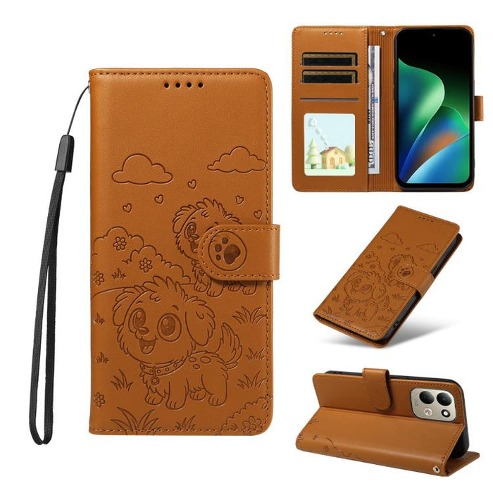 Funda de cuero para teléfono con bloqueo RFID y diseño de perro y corazón en relieve, For Redmi 15a Global, For Redmi Note 15 Pro+ 5G Global 163.3mm, For Redmi Note 15 4G / 5G Global 164mm, For Redmi K90 Pro Max / Poco F8 Ultra                         ...