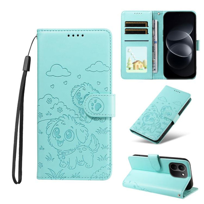 Funda de cuero para teléfono con bloqueo RFID y diseño de perro y corazón en relieve, For Redmi 15a Global, For Redmi Note 15 Pro+ 5G Global 163.3mm, For Redmi Note 15 4G / 5G Global 164mm, For Redmi K90 Pro Max / Poco F8 Ultra                         ...