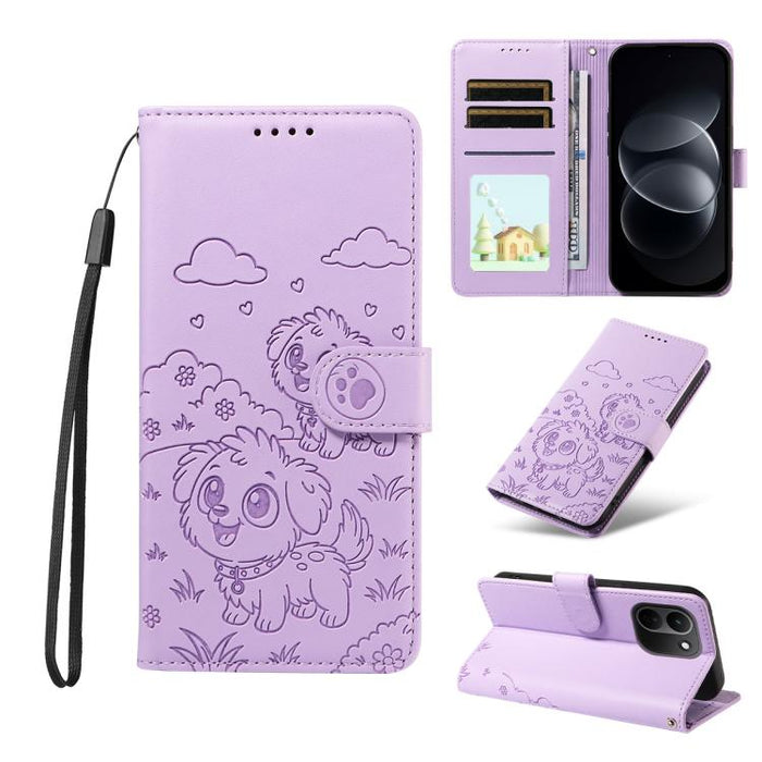 Funda de cuero para teléfono con bloqueo RFID y diseño de perro y corazón en relieve, For Redmi 15a Global, For Redmi Note 15 Pro+ 5G Global 163.3mm, For Redmi Note 15 4G / 5G Global 164mm, For Redmi K90 Pro Max / Poco F8 Ultra                         ...