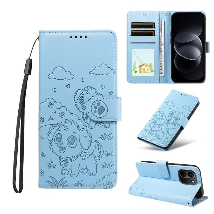 Funda de cuero para teléfono con bloqueo RFID y diseño de perro y corazón en relieve, For Redmi 15a Global, For Redmi Note 15 Pro+ 5G Global 163.3mm, For Redmi Note 15 4G / 5G Global 164mm, For Redmi K90 Pro Max / Poco F8 Ultra                         ...