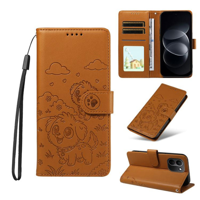 Funda de cuero para teléfono con bloqueo RFID y diseño de perro y corazón en relieve, For Redmi 15a Global, For Redmi Note 15 Pro+ 5G Global 163.3mm, For Redmi Note 15 4G / 5G Global 164mm, For Redmi K90 Pro Max / Poco F8 Ultra                         ...