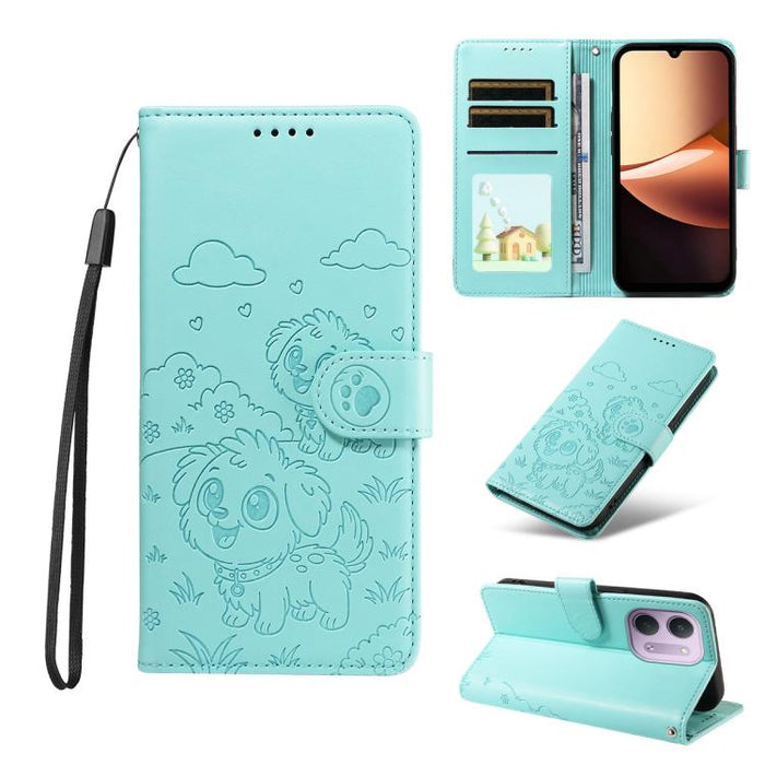 Funda de cuero para teléfono con bloqueo RFID y diseño de perro y corazón en relieve, For Redmi 15a Global, For Redmi Note 15 Pro+ 5G Global 163.3mm, For Redmi Note 15 4G / 5G Global 164mm, For Redmi K90 Pro Max / Poco F8 Ultra                         ...